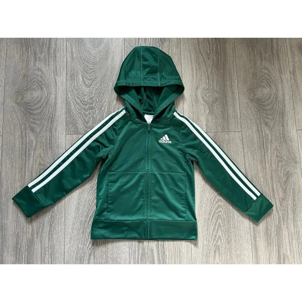 Adidas Boy’s Green Hooded Track Jacket Size 3T